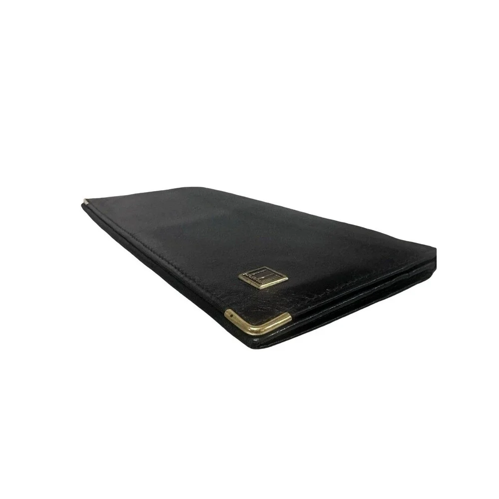 Dunhill Black Oxford Leather Bifold Long Wallet Made in France